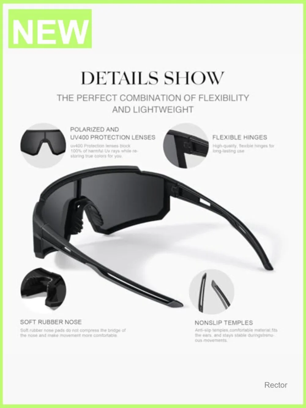 Polarized Sport Sunglasses TR90 UV Protection Cycling Running